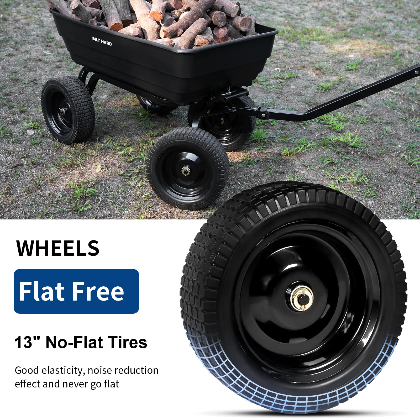 BILT HARD Poly Garden Dump Cart 1200lbs Heavy Duty 7 Cu Ft