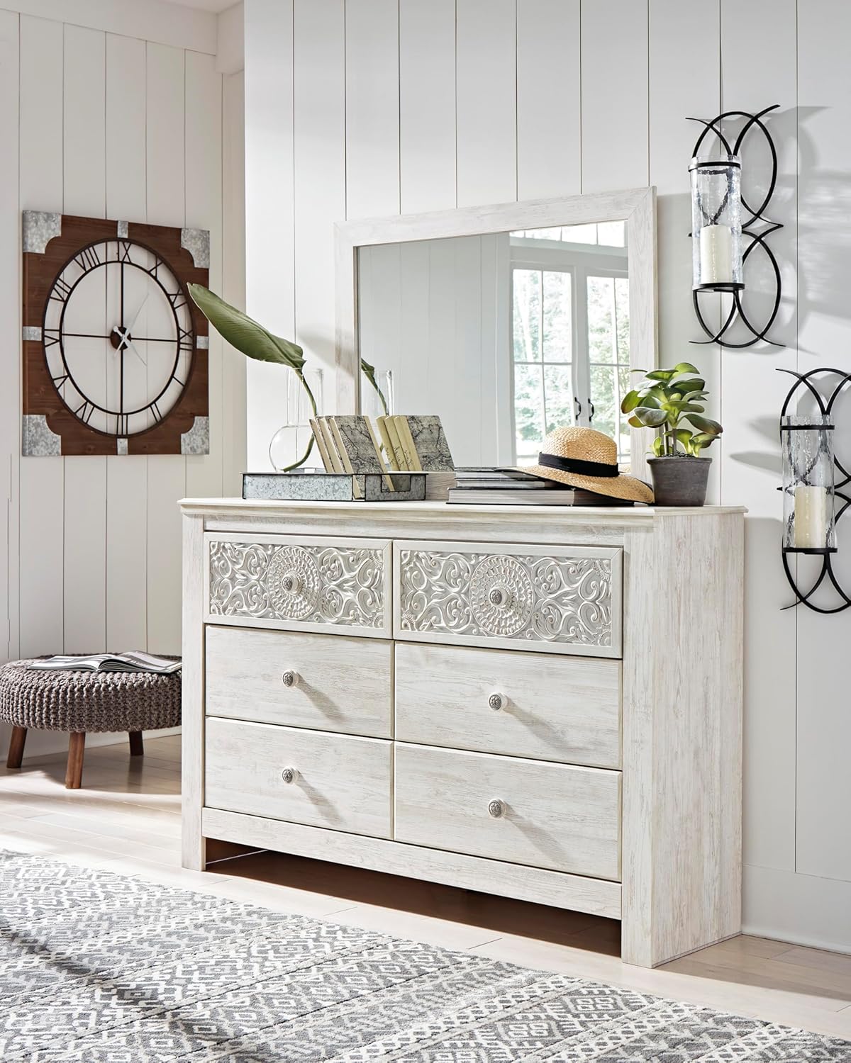 Signature Design by Ashley Paxberry Boho 6 Drawer Dresser, Smooth-gliding Faux Laminate Lined Drawers, Wood, 61.26