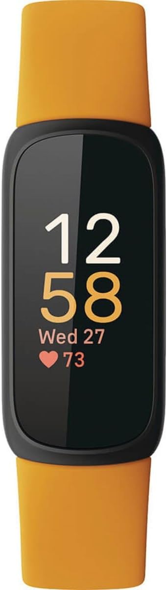 Fitbit Inspire 3 Health &-Fitness-Tracker with Stress Management, Workout Intensity, Sleep Tracking, 24/7 Heart Rate and more, Morning Glow/Black, One Size (S & L Bands Included)