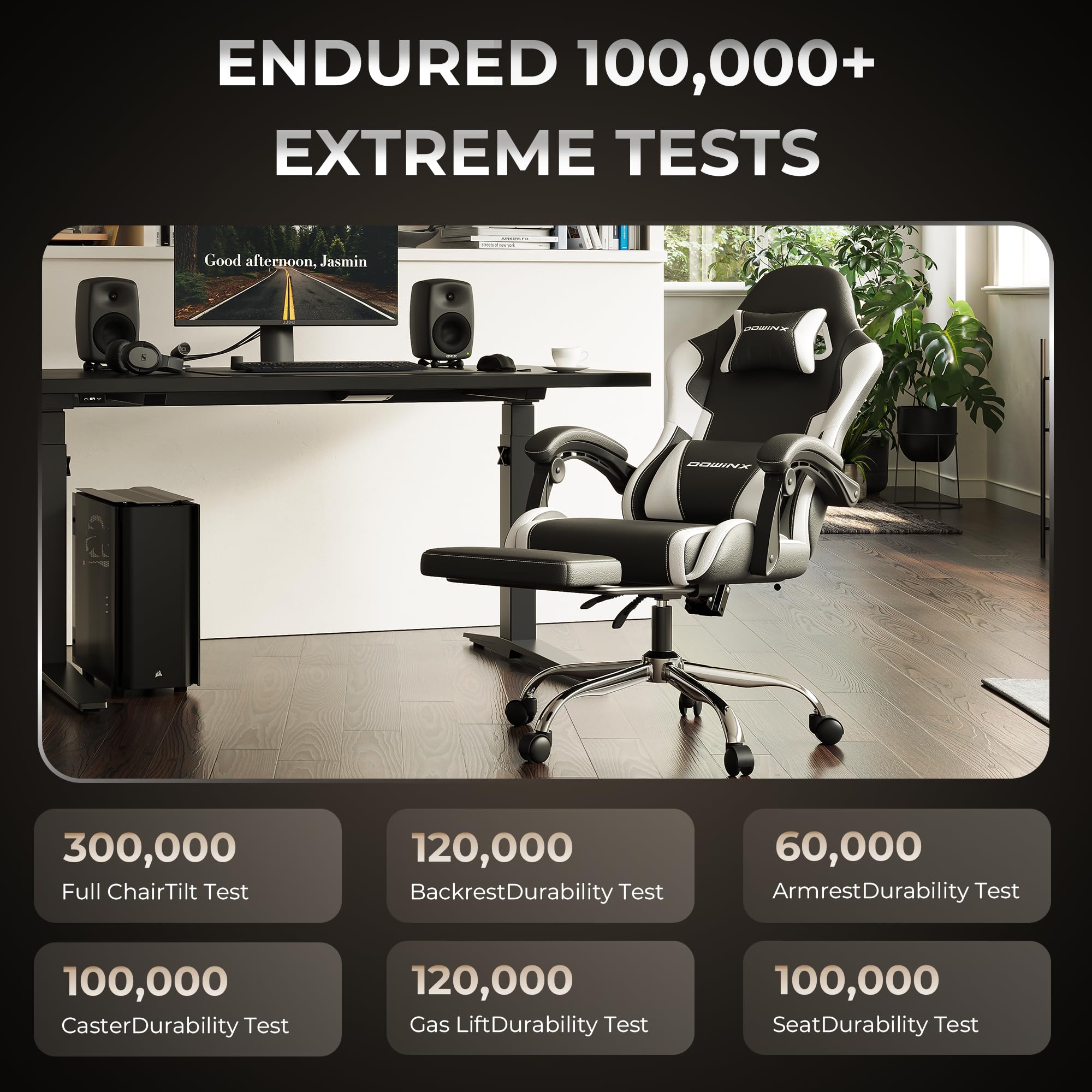 DOWINX Gaming Chair with Footrest, 330lbs Ergonomic Design