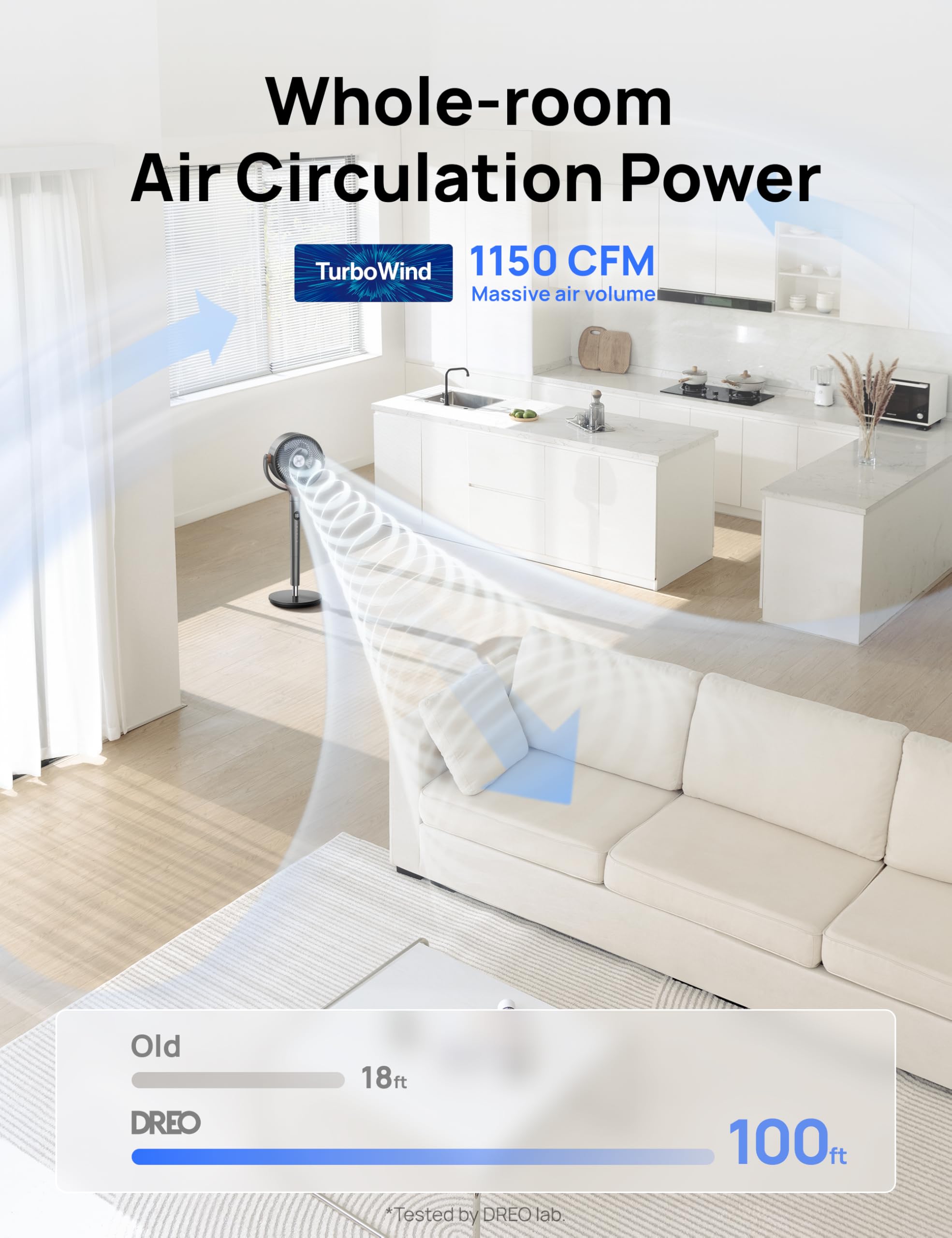DREO Bed Fan with 120° Oscillation and 9 Speeds