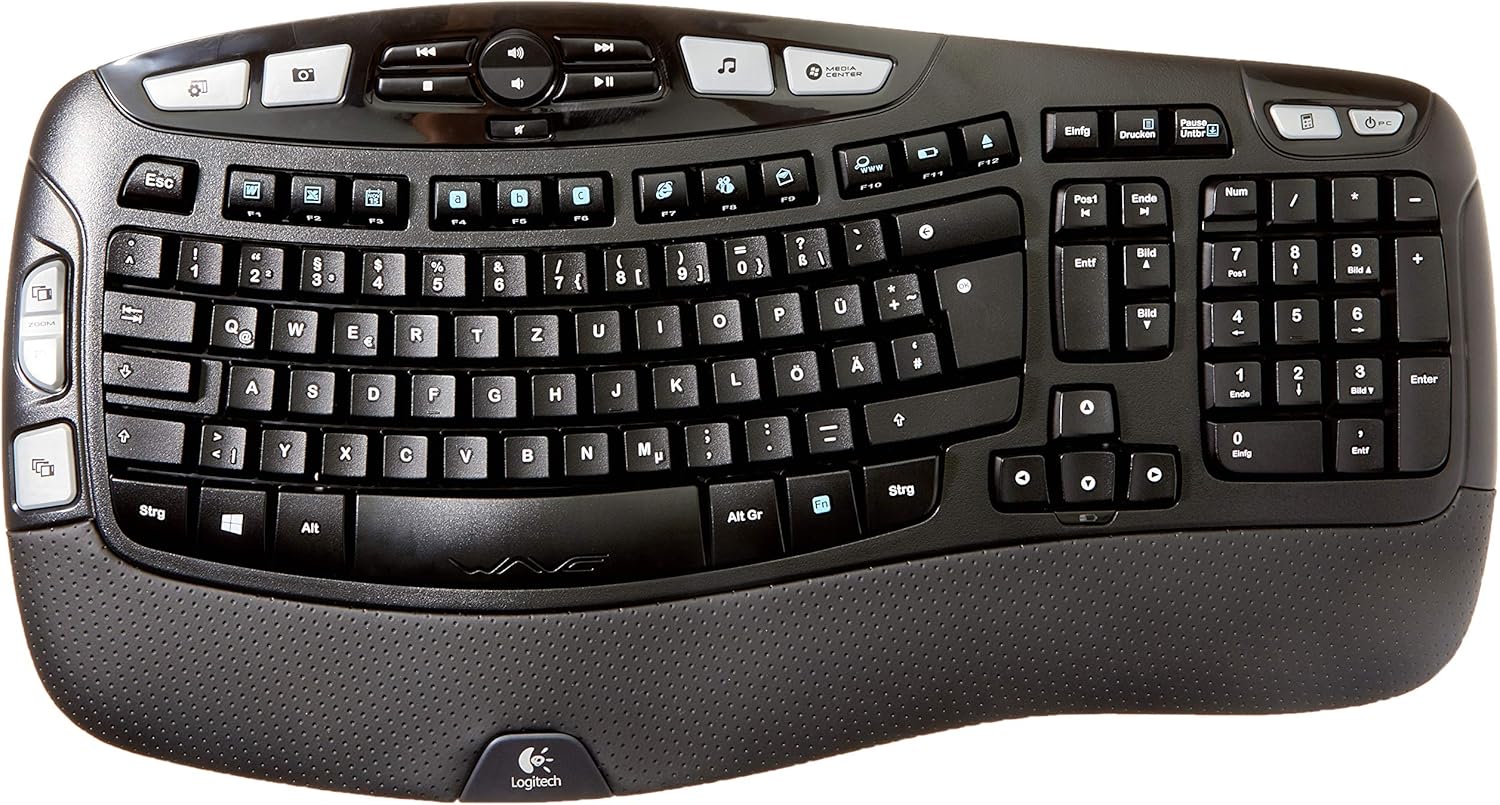 Logitech K350 Keyboard - Wireless Connectivity - RF - Black - USB Interface