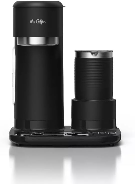 Mr. Coffee 4-in-1 Single-Serve Latte, Iced, and Hot Coffee Maker with Milk Frother and Tumbler Black