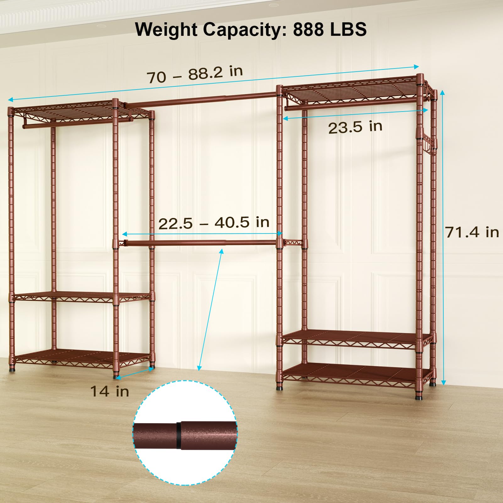 ULIF E1 Heavy Duty Adjustable Closet Garment Rack