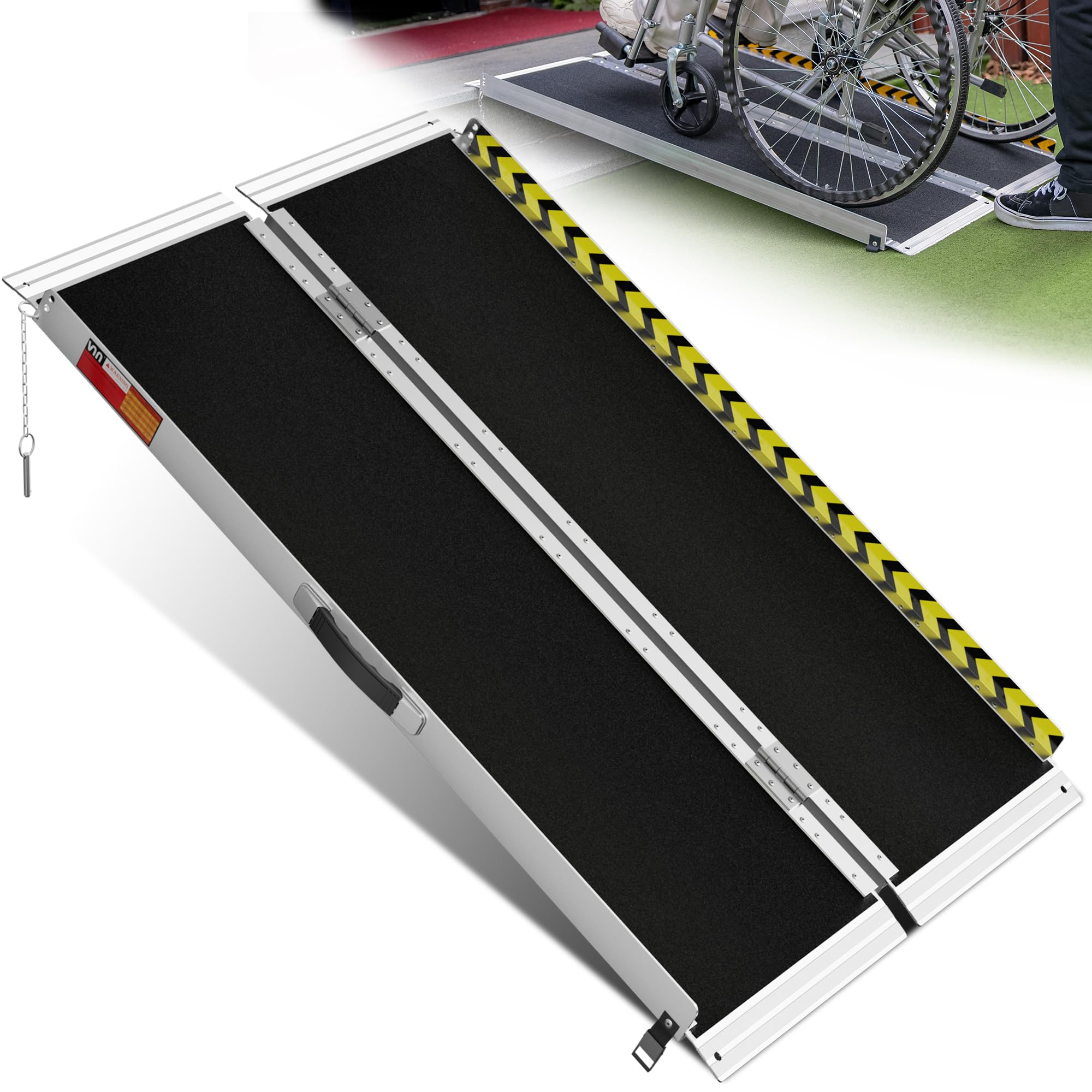 VNN 4FT Portable Non-Slip Aluminum Wheelchair Ramp