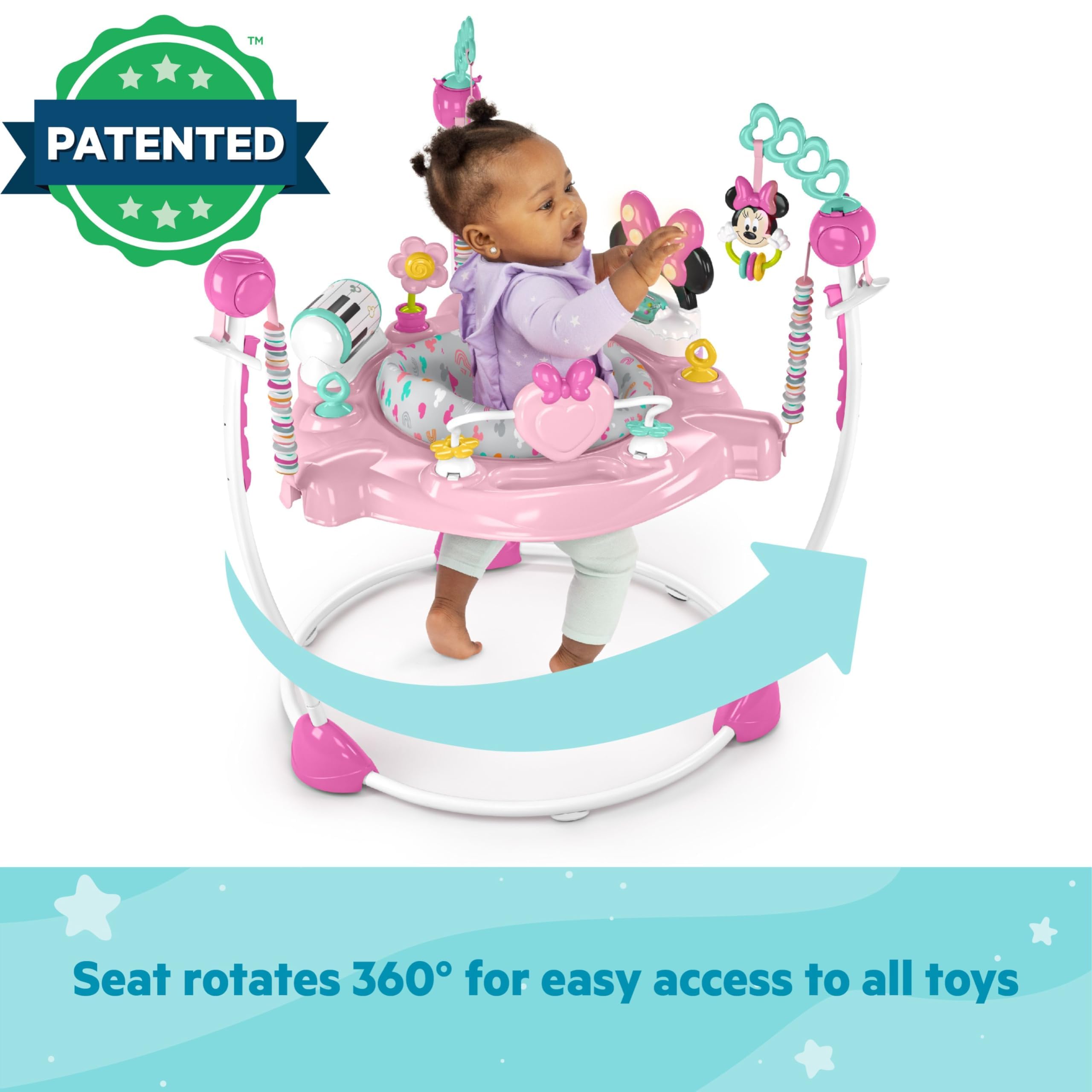 BRIGHT STARTS Minnie Mouse Baby Activity Center Jumper with Toys