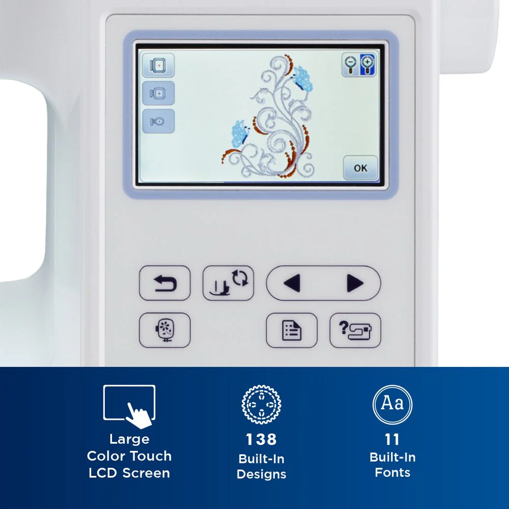 Brother PE800 Computerized Embroidery Machine, 5′′x7′′ Area, LCD Screen, 138 Designs, USB, 11 Fonts