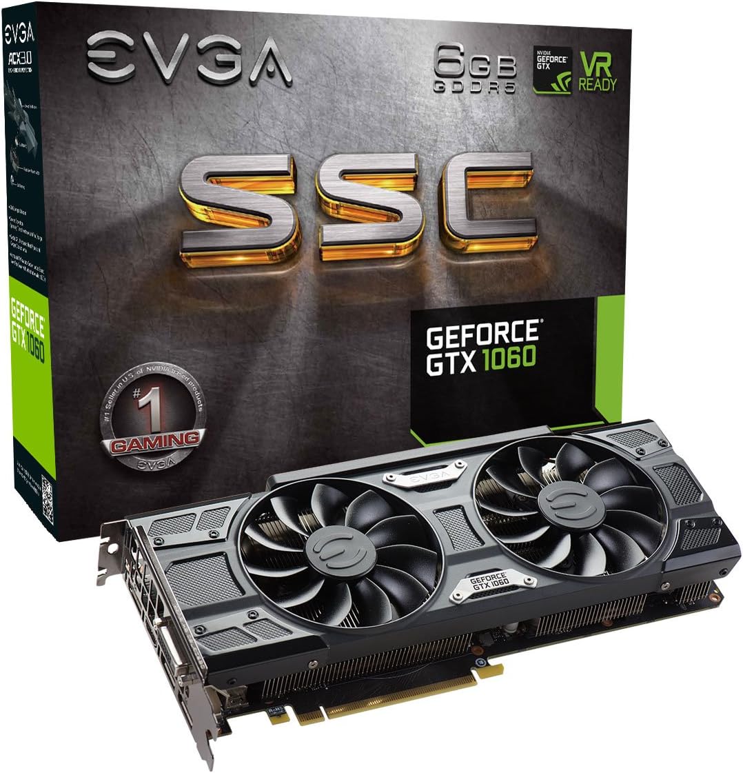 EVGA GeForce GTX 1060 6GB SSC GAMING ACX 3.0, 6GB GDDR5, LED, DX12 OSD Support (PXOC) Graphics Card 06G-P4-6267-KR