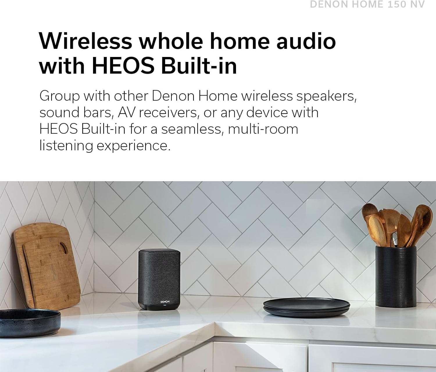 Denon Home 150 NV Home Stereo Wireless Speaker (White), Bluetooth Wireless, 1