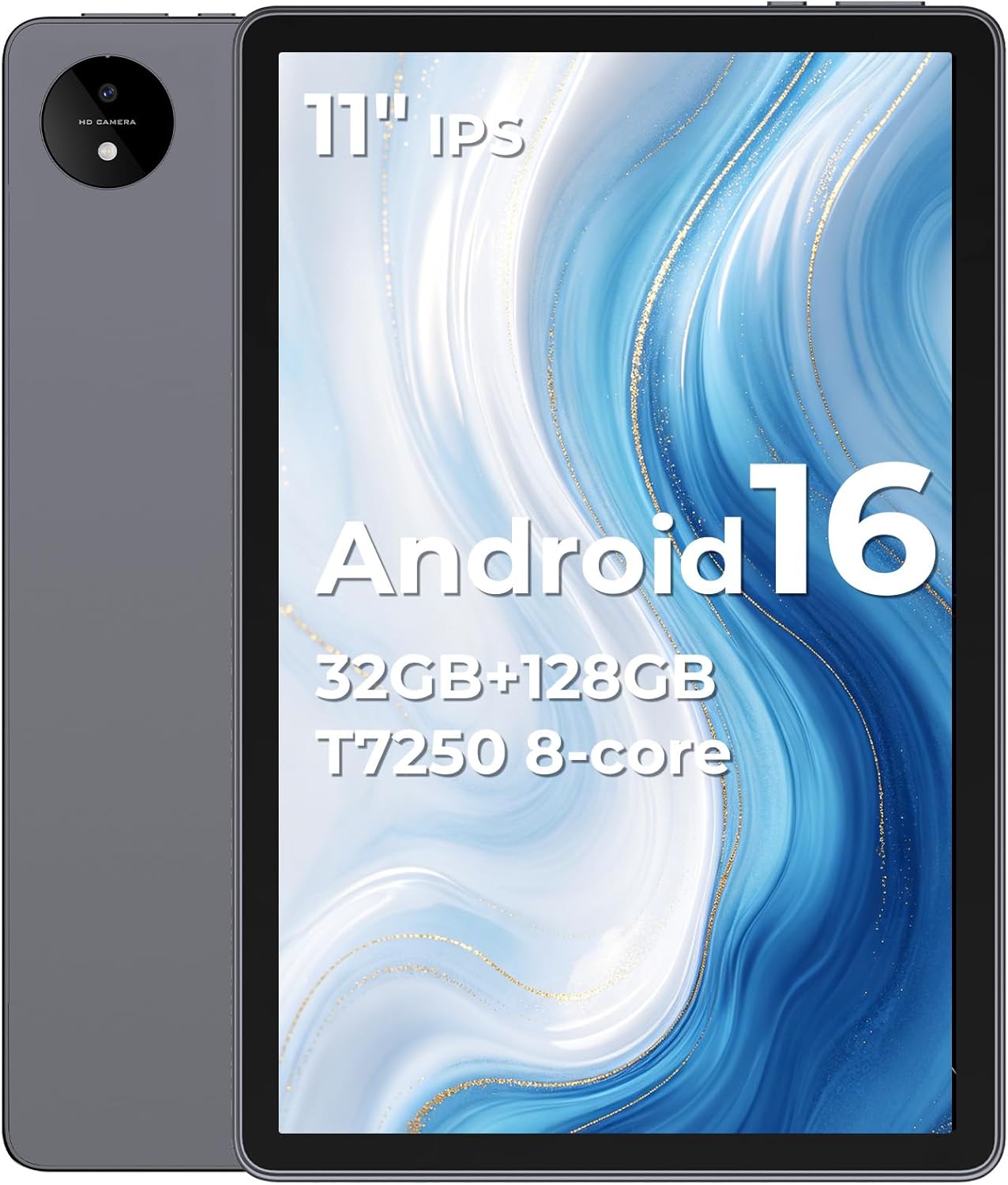 Android 16 Tablet, 11 Inch tablet, with 32(8+24)GB RAM 128GB ROM, Octa-Core T7250 CPU, 8000mAh, 8+16MP Camera, 1920P Screen, Widevine L1, Bluetooth 5.0, GPS, Ideal for Work, Study & Play(Gray)