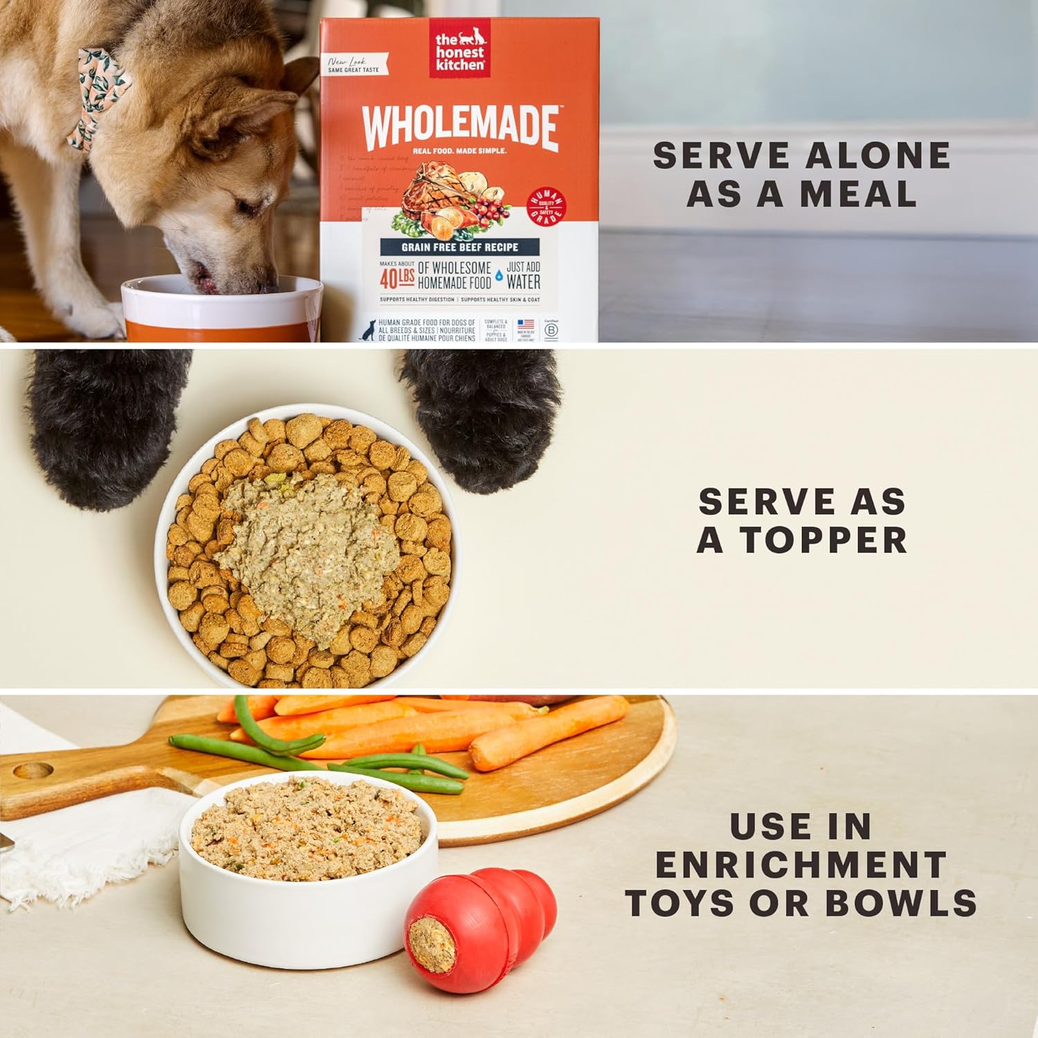 The Honest Kitchen Human Grade Wholemade™ Dehydrated Dog Food, Grain Free Beef 10 lb (makes 40lbs)