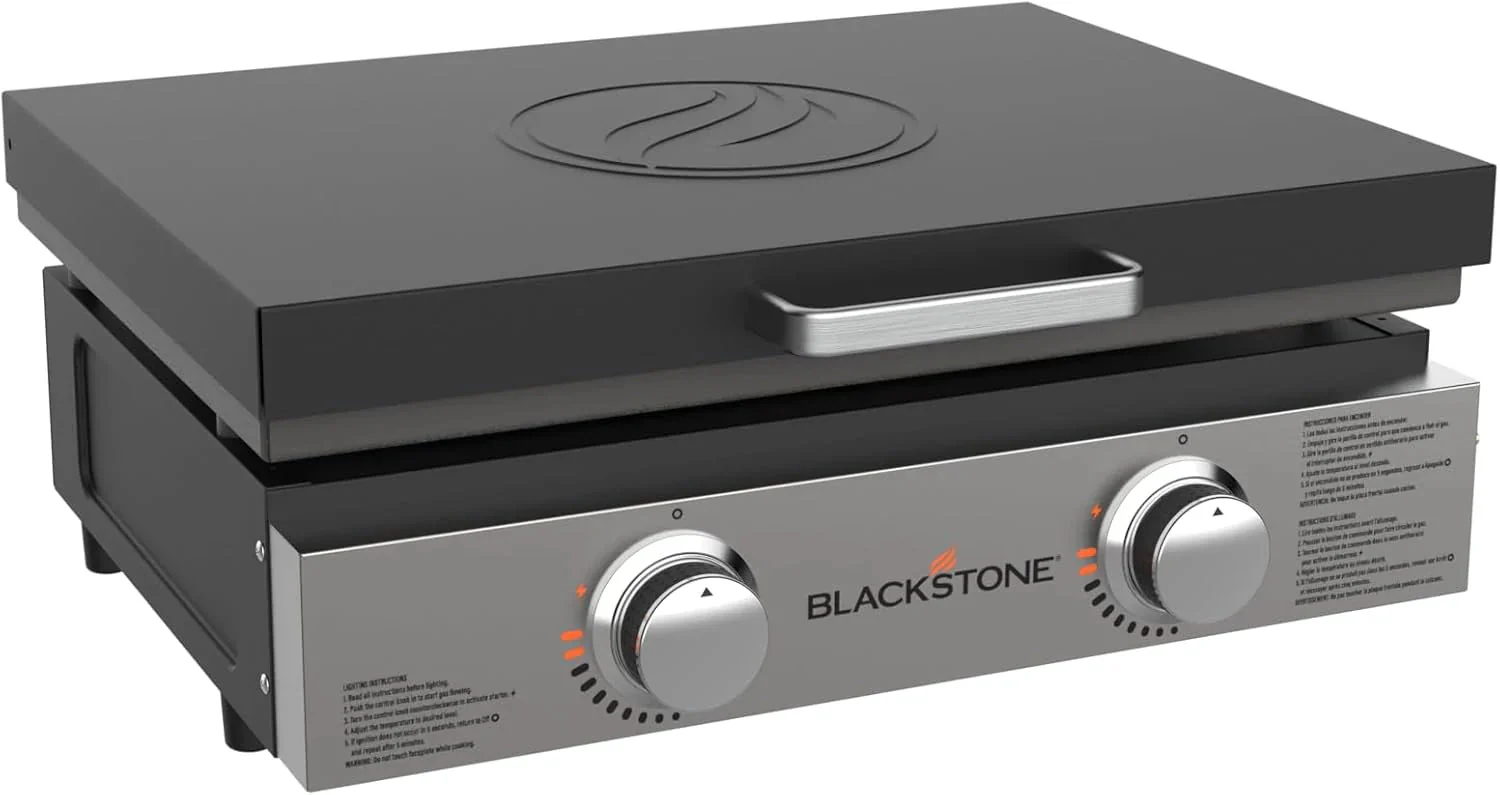 Blackstone 1666 22” Tabletop Griddle with Stainless Steel Faceplate, Powder Coated Steel, Black