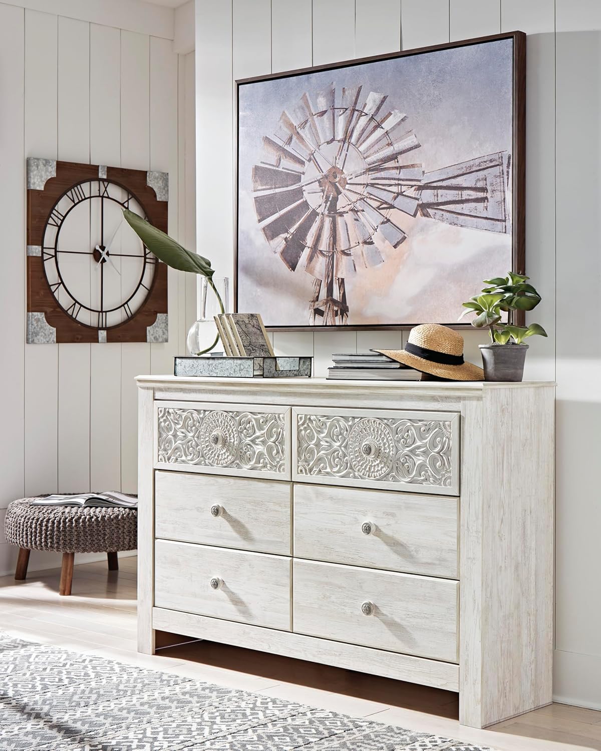 Signature Design by Ashley Paxberry Boho 6 Drawer Dresser, Smooth-gliding Faux Laminate Lined Drawers, Wood, 61.26