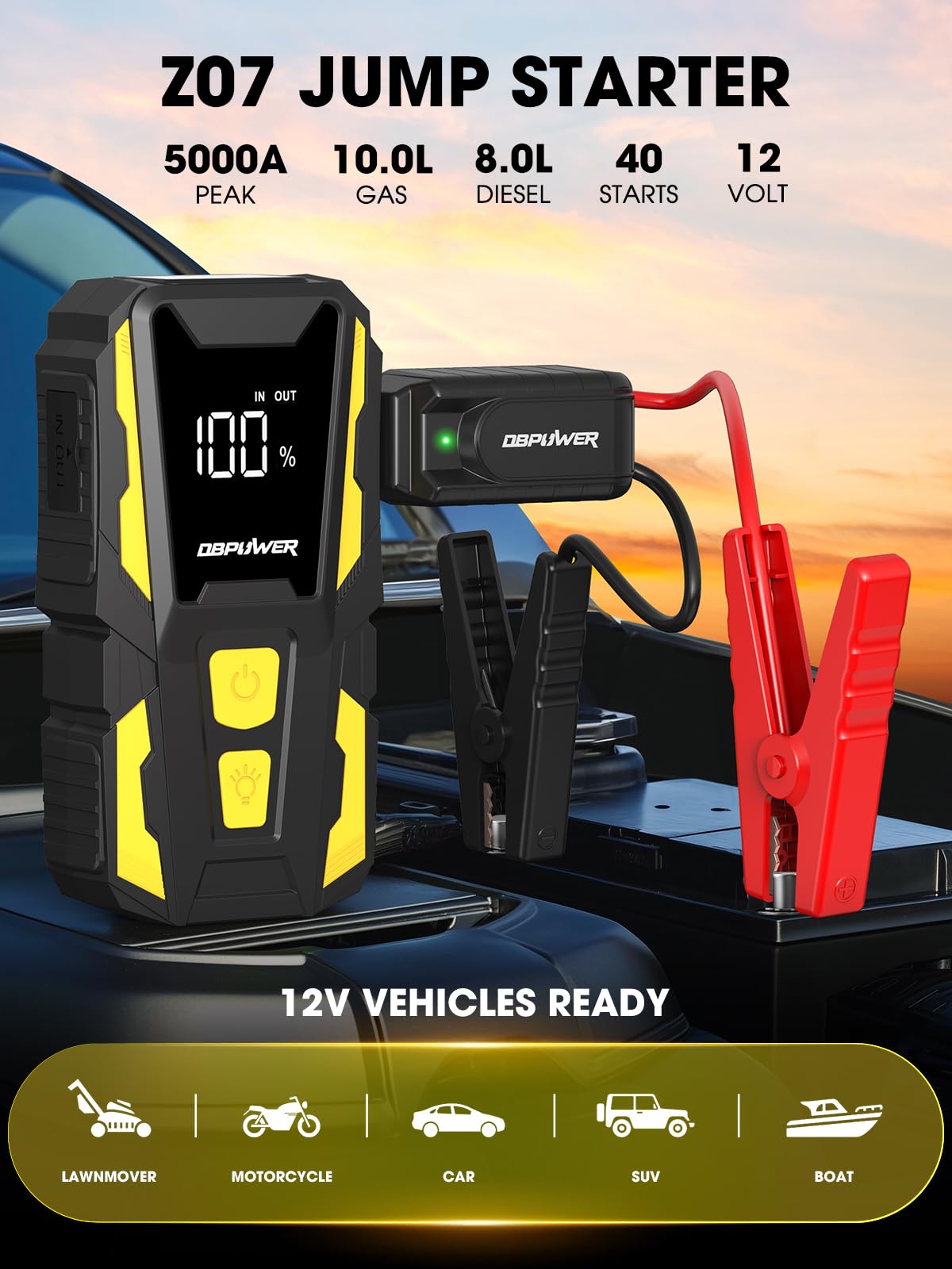 DBPOWER 5000A Jump Starter - 74Wh Portable Battery Pack