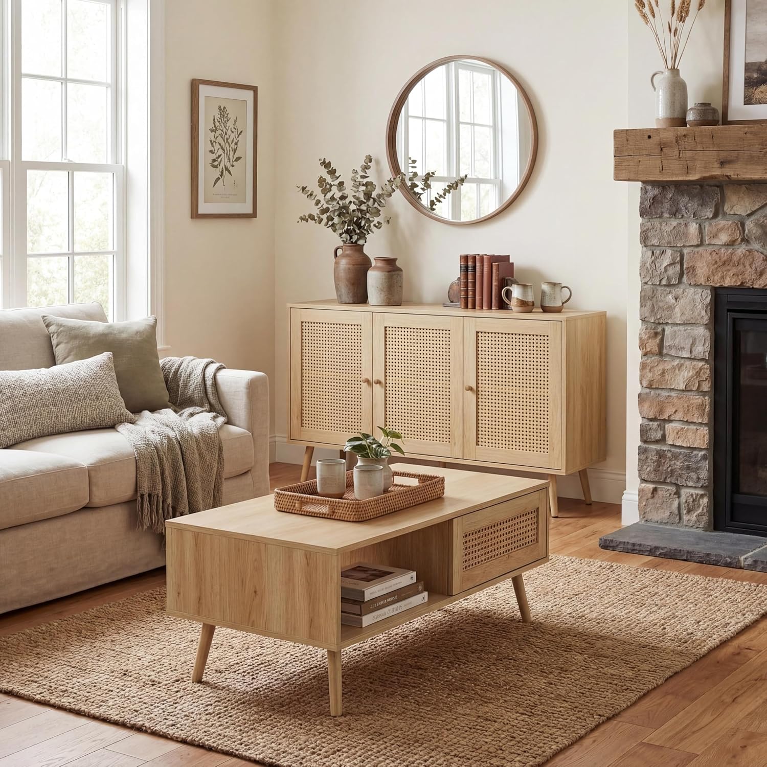 IDEALHOUSE Living Room Table Sets of 2, Includes 47