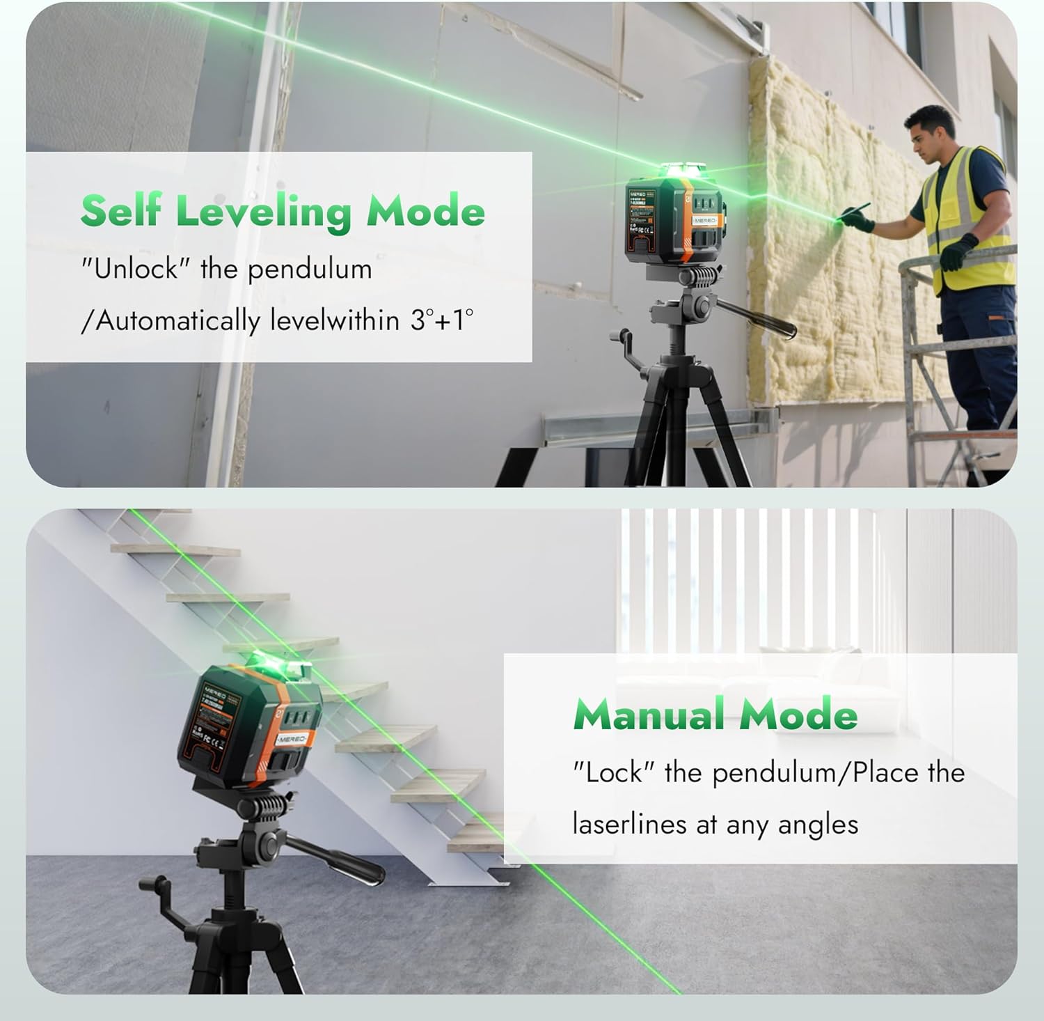 Laser Level 360 Self Leveling 12-Line 3D Green Laser Level with High Accuracy ±1/9