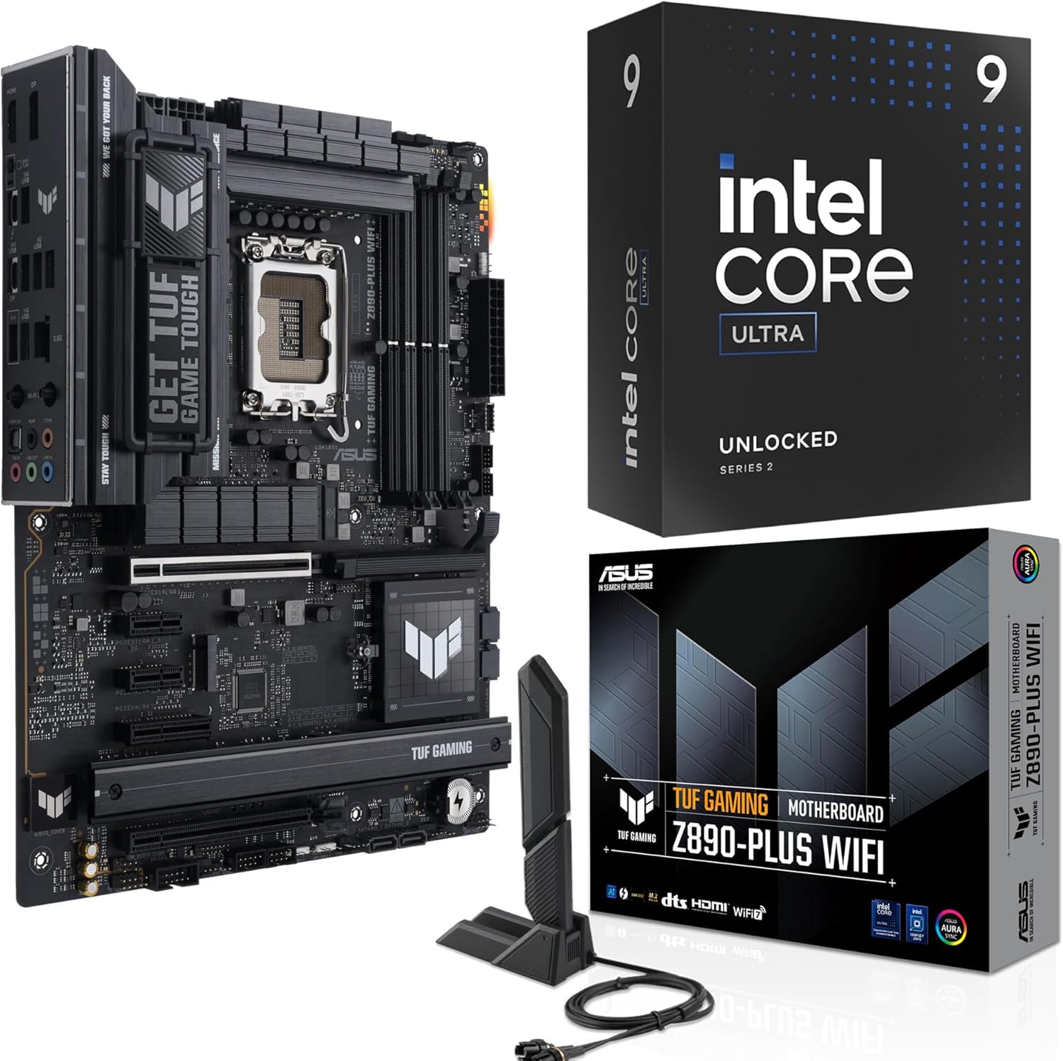 Micro Center CPU Motherboard Combo - Ultra 9 285K 24-Cores LGA 1851 Desktop Processor Bundle with Tuf Gaming Z890-Plus WiFi Motherboard