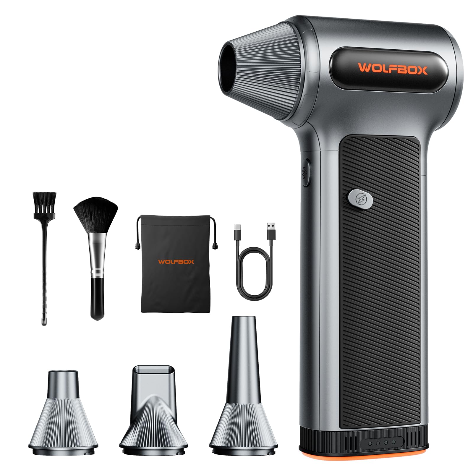WOLFBOX MF200 Cordless Air Duster with Battery & Nozzles
