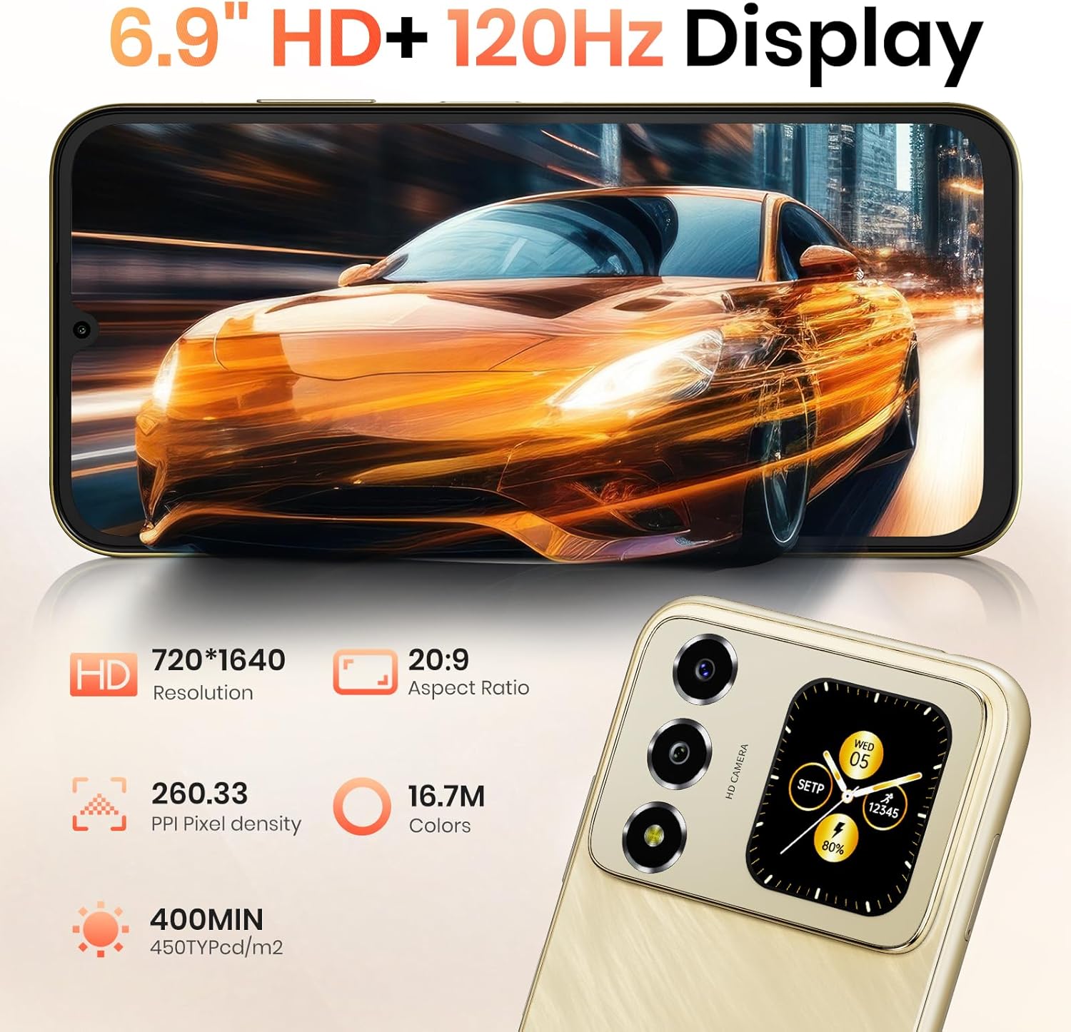FOSSIBOT S7 Android 16 CellPhones, 16GB+128GB+2TB Unlocked Phone, 6.9