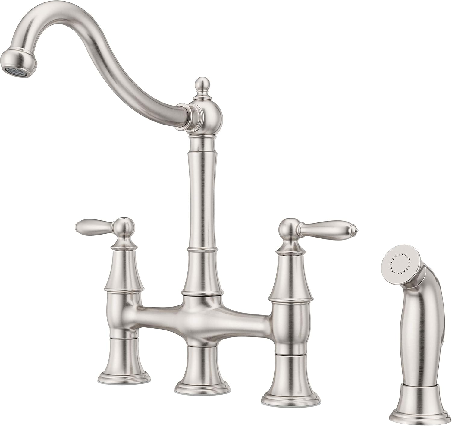 Pfister Courant Kitchen Faucet with Side Sprayer, 2-Handle, High Arc, Stainless Steel Finish, F0314COS