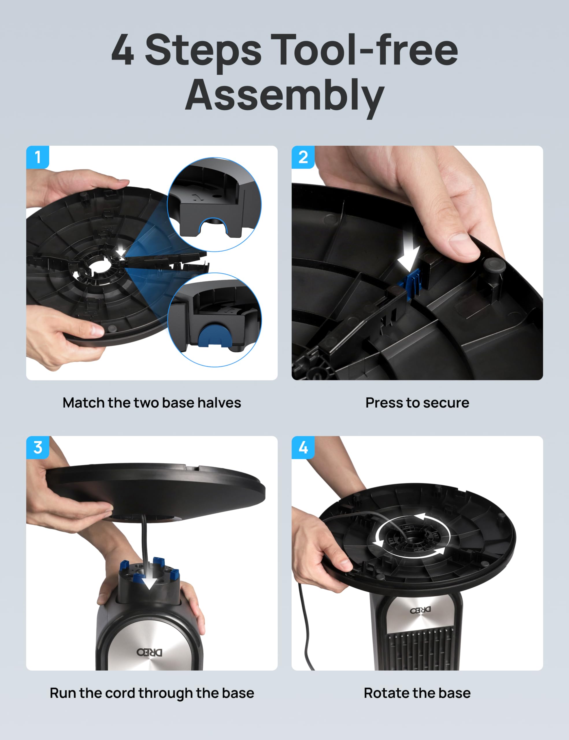 DREO Tower Fan - Ultra-Quiet 9 Speeds Oscillating Stand Fan