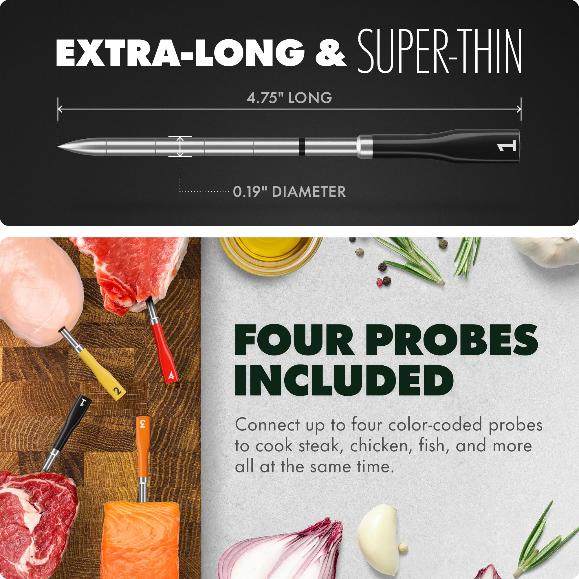 CHEF IQ Sense Smart Wireless Meat Thermometer with 4 Probes