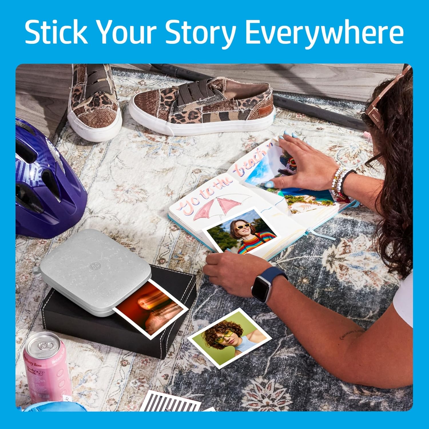 HP Sprocket 3x4 Instant Photo Printer -Kit: 20 Pack Zink Paper, case