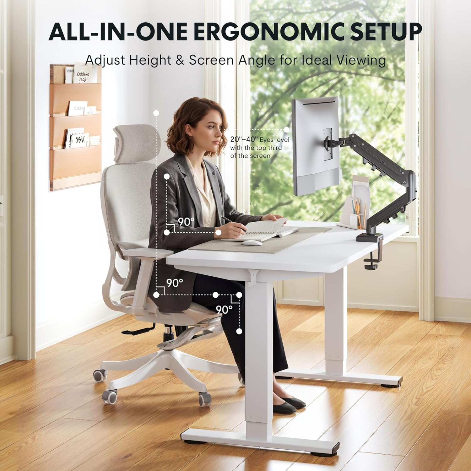 FLEXISPOT EN2 55''x28'' Standing Desk with Monitor Mount Bundle, 1