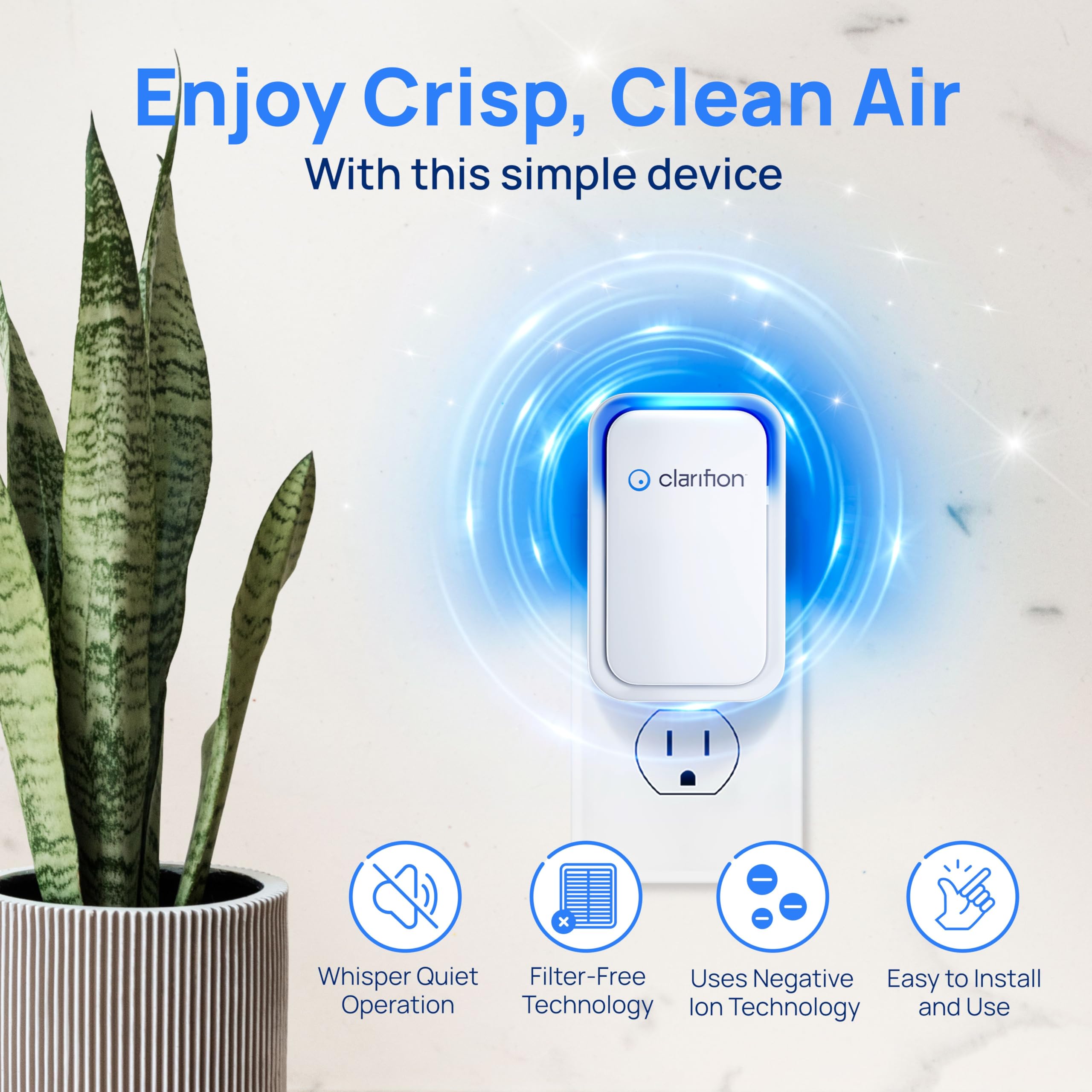 CLARIFION Air Ionizers for Home - 3 Pack, Portable Air Filters