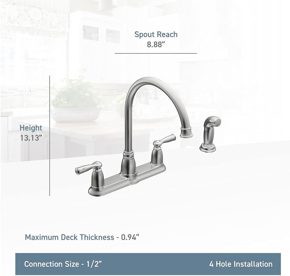 Moen CA87000SRS High-Arc Kitchen Faucet with Side Spray from the Banbury Collection, Spot Resist Stainless