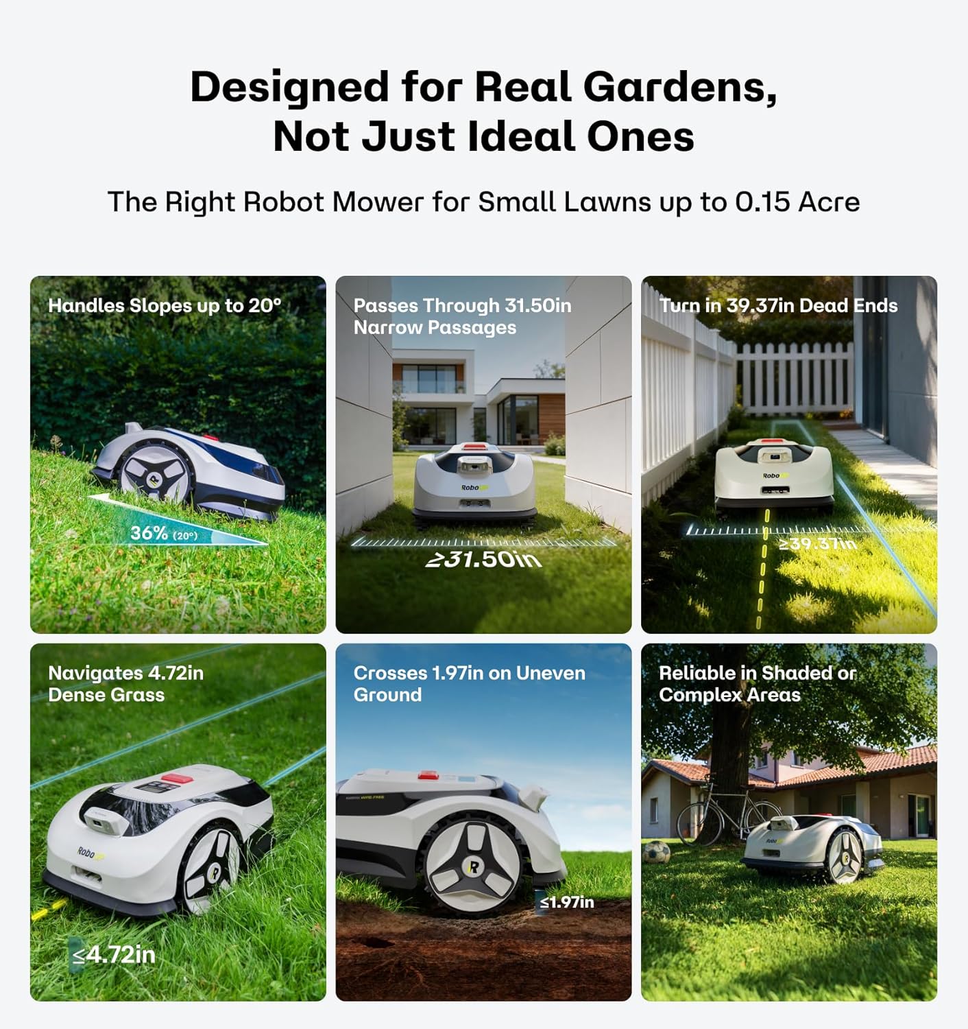 Raccoon 2 SE Robot Lawn Mower, Wire-Free Robotic Lawn Mower Without RTK for Max. 0.15 Acre Lawn Area, 1.18