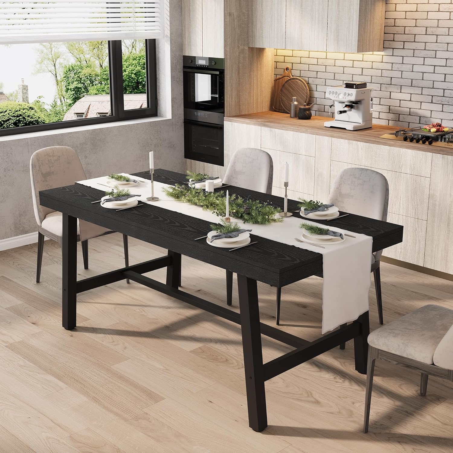 GarveeHome Industrial Dining Table for 4-6 People, 63
