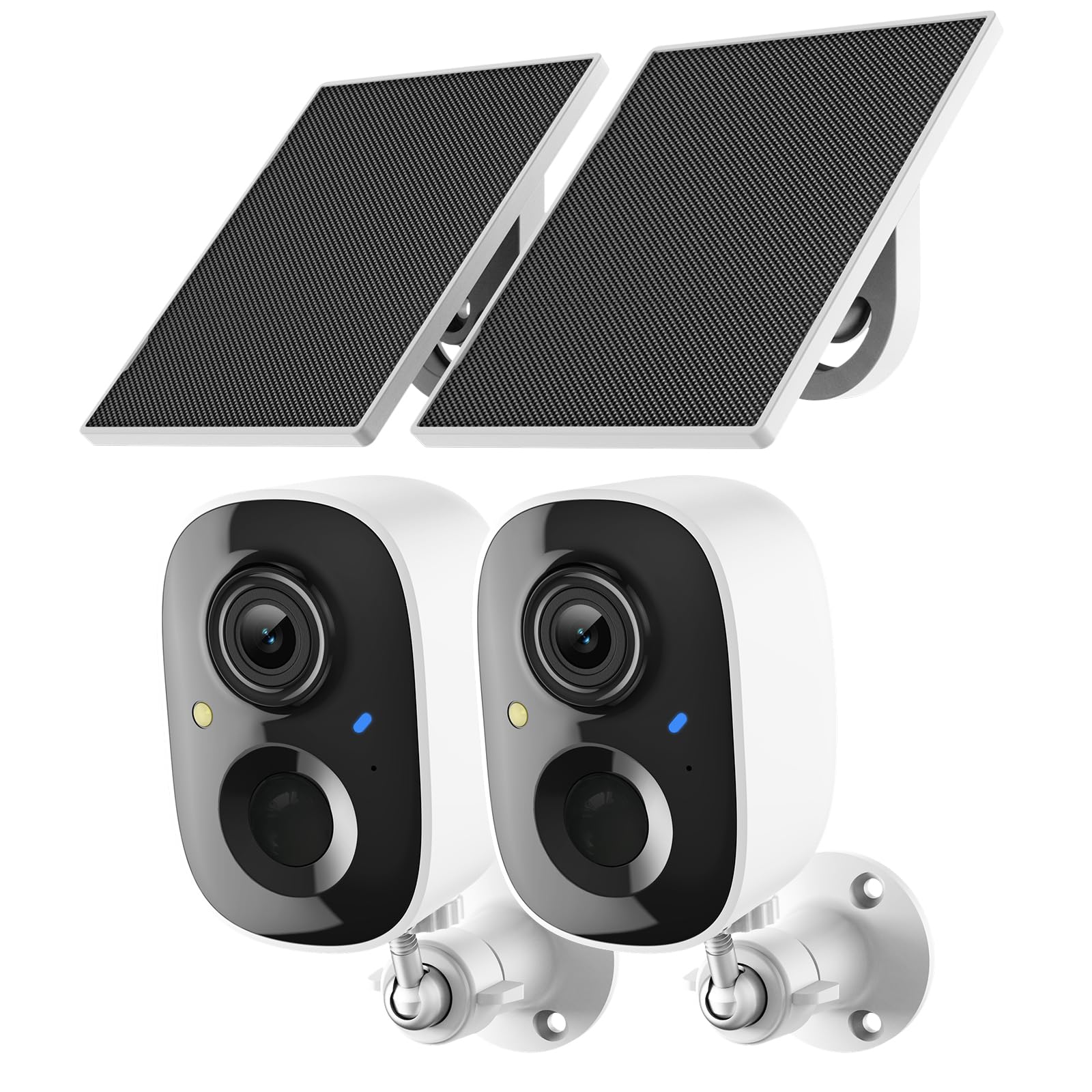 FAZOXO 2K Wireless Outdoor Solar Security Cameras - 2 Pack
