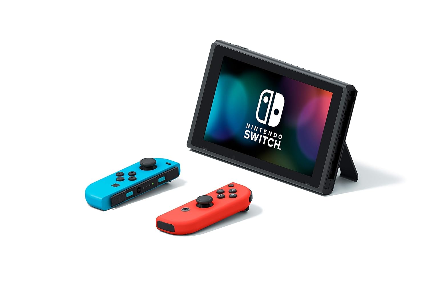 Nintendo Switch with Neon Blue and Neon Red Joy‑Con + New Super Mario Bros. U Deluxe (Full Game Download) - Switch Console (Renewed)