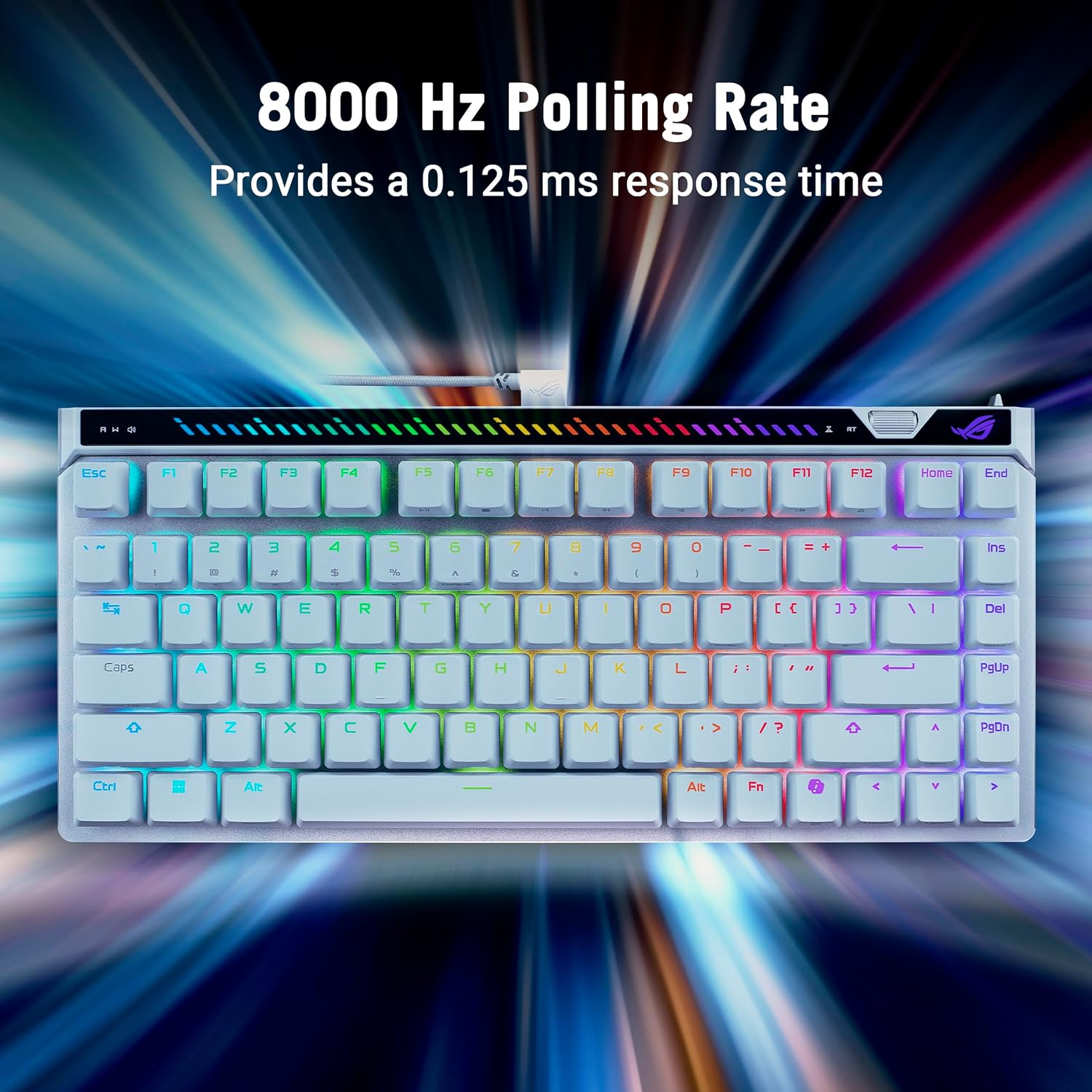 ASUS ROG Falchion Ace 75 HE Wired Analog Hall Effect Gaming Keyboard– 75% TKL, USB, Hot Swappable HFX V2X Magnetic Switch, Rapid Trigger, 8KHz Polling, PBT Keycap, Carry Case, Web based Config - White