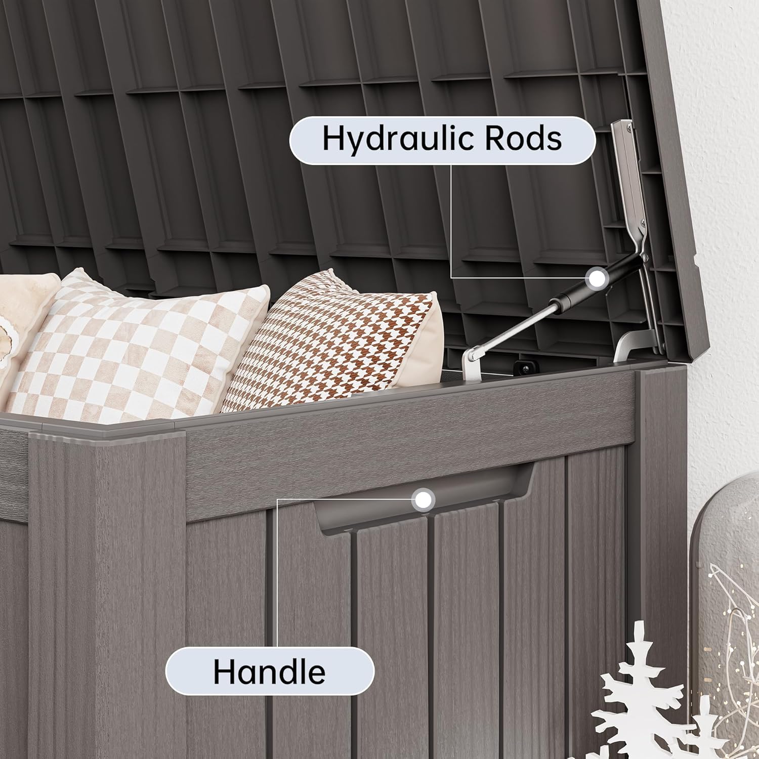 150 Gallon Outdoor Storage Box, Resin Deck Boxes Outdoor Waterproof For Patio Furniture, Garden Tools, Pool Supplies, Lockable And UV Resistant (Striped Gray)