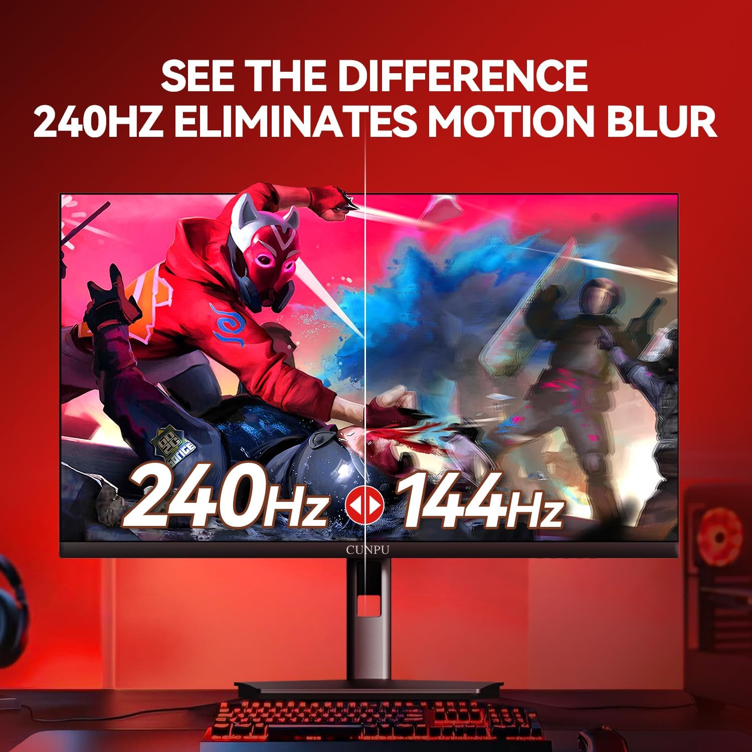 CUNPU 27 Inch 1440P 240Hz Gaming Monitor, Fast IPS, 1ms GTG QHD Gamer Monitor, FreeSync & G-Sync, HDR, 128% sRGB, Height/Pivot/Tilt/Swivel Vertical Monitor, Built-in Dual Speaker, HDMI/DP
