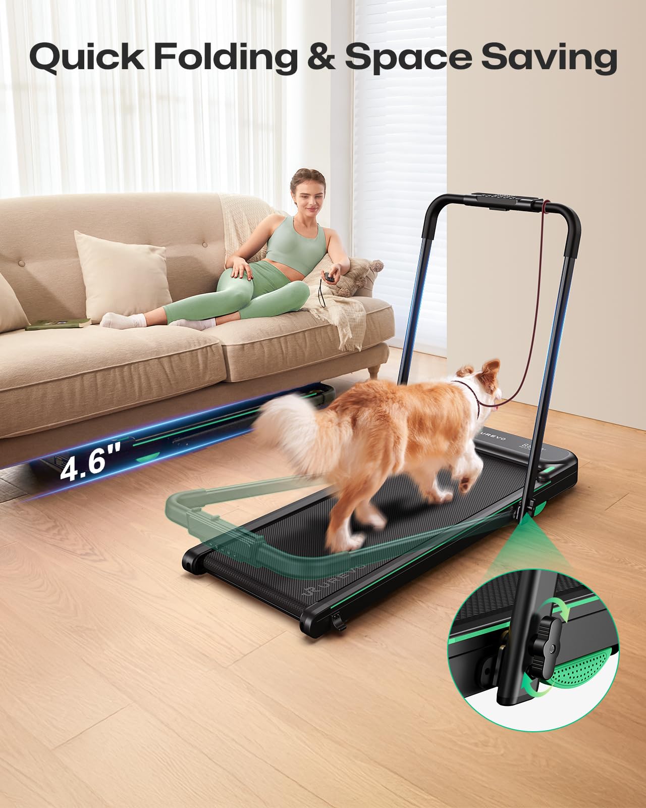 UREVO Strol 2E Smart 2-in-1 Folding Treadmill Compact