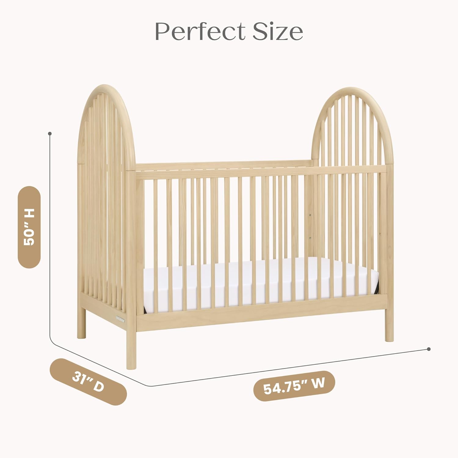 Delta Children Cannon 4-in-1 Convertible Crib - Converts from Baby Crib to Toddler Bed, Daybed and Sofa Bed, Fits Standard Full-Size Crib Mattress, Natural Sandstone