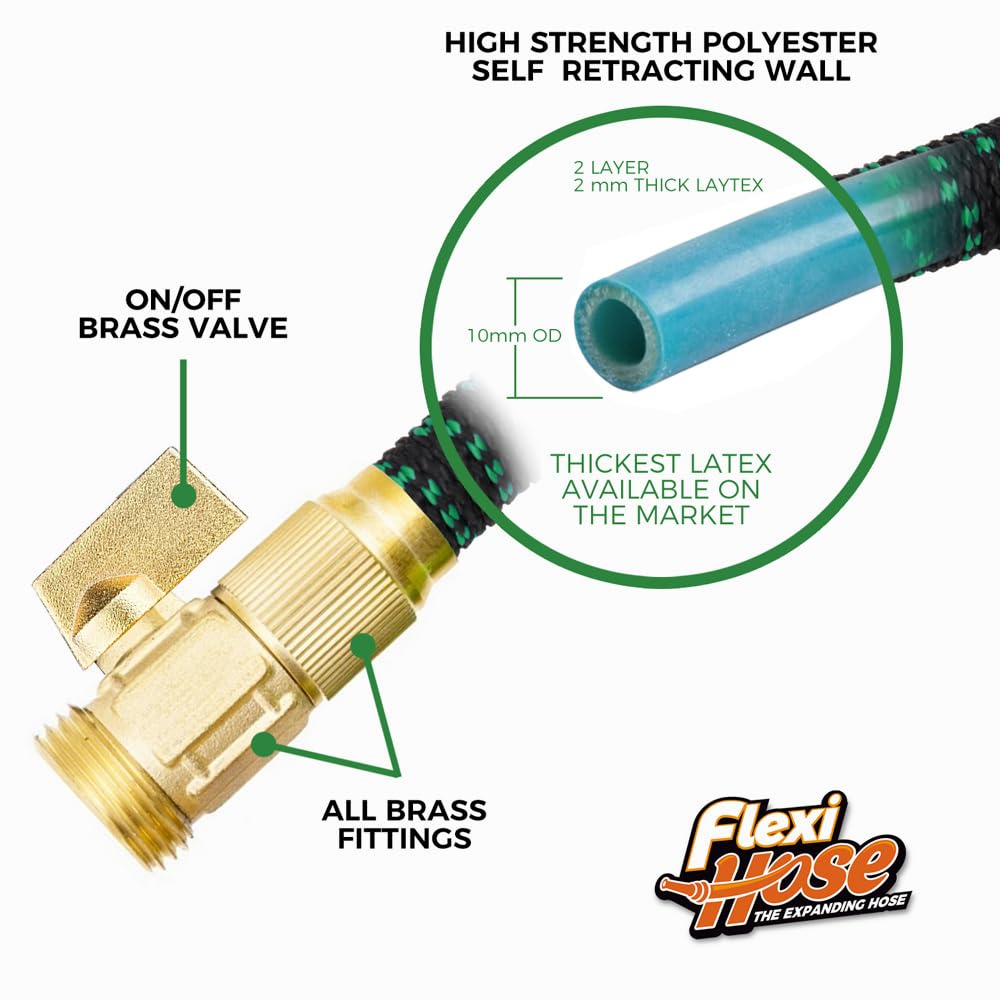 FLEXI HOSE Expandable Garden Hose 100FT with 8 Function Nozzle