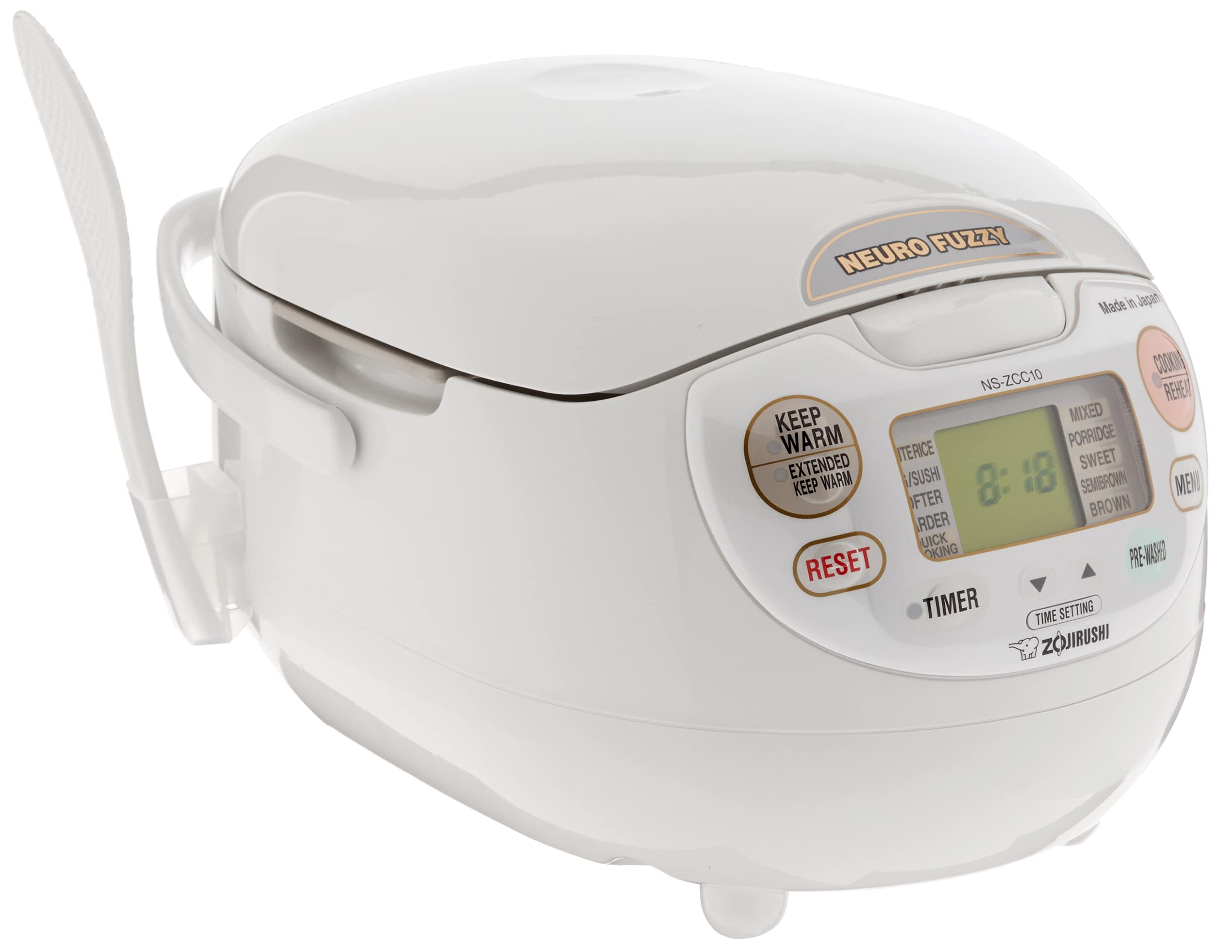 ZOJIRUSHI NS-ZCC10 Neuro Fuzzy Rice Cooker & Warmer, White