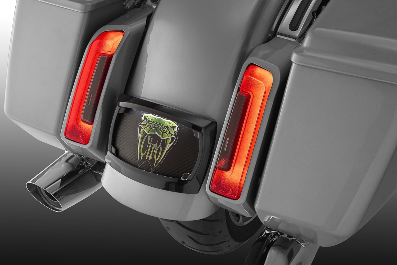 Curved Frame with LED Plate Light Intended for Harley-Davidson (Black)