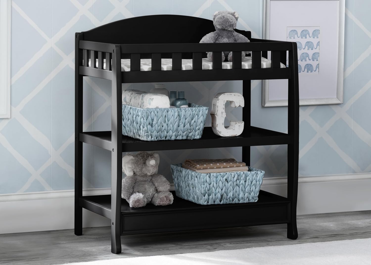 Delta Children Infant Changing Table with Pad, Ebony Black