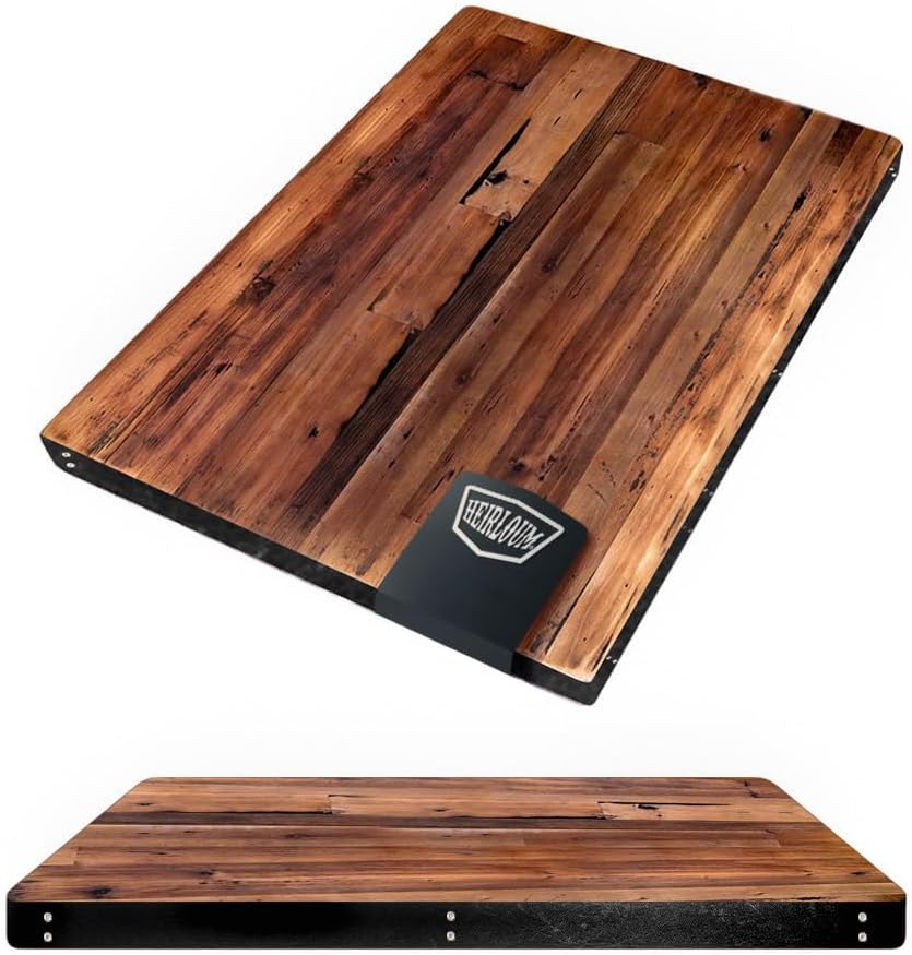 Reclaimed Wood Table Top - Rustic Recycled Solid Wooden Piece Perfect for Counters, Kitchens, Dining and Coffee Table Tops (Reclaimed Wood Table Top with Metal Edge, 24
