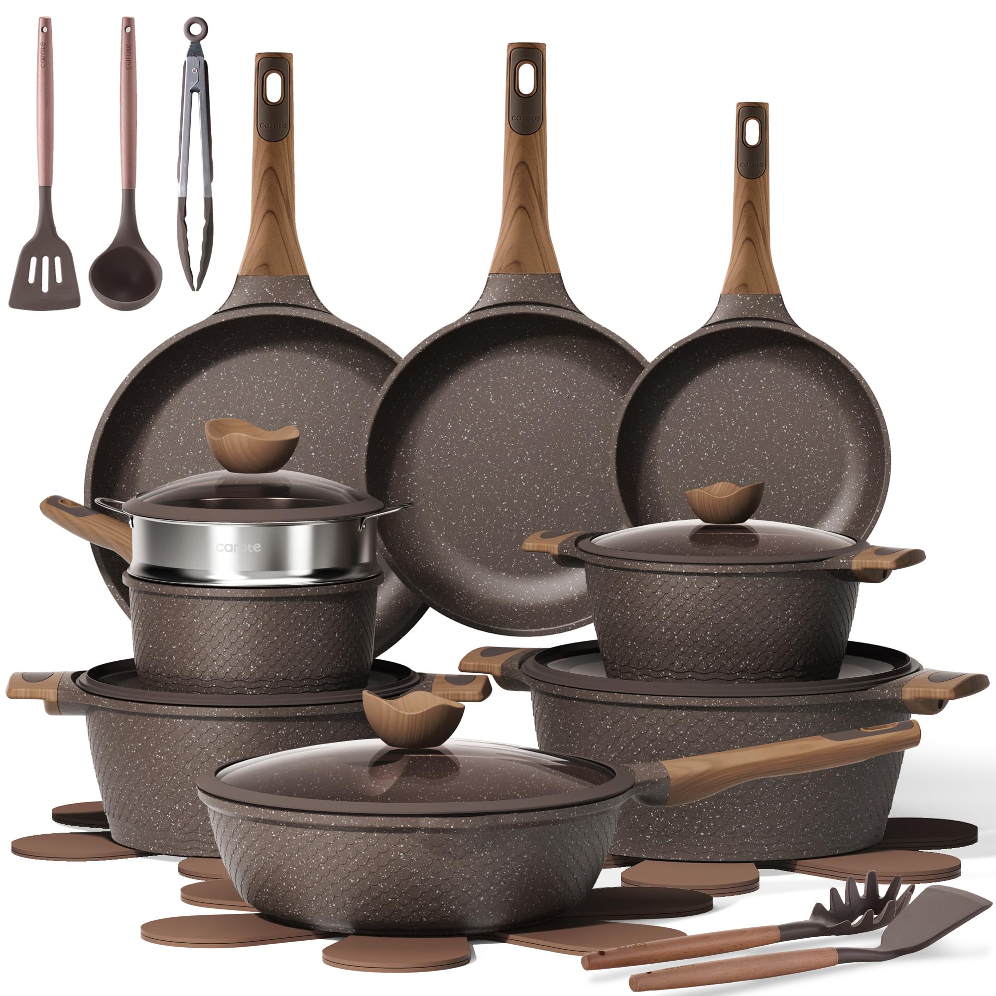 CAROTE 26PCS Non-Stick Cookware Set - Induction Compatible