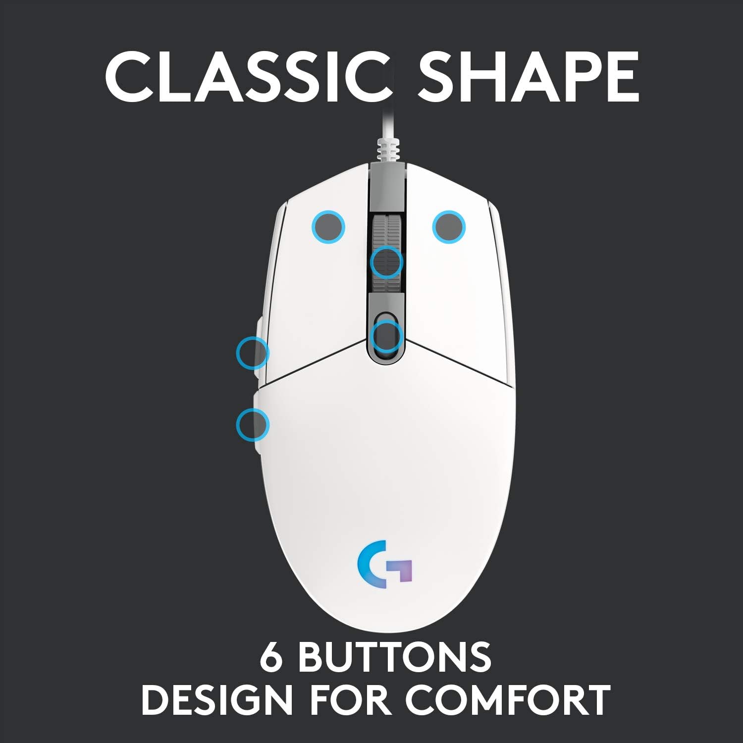 Logitech G335 Wired Gaming Headset + G203 Wired Gaming Mouse Bundle - White