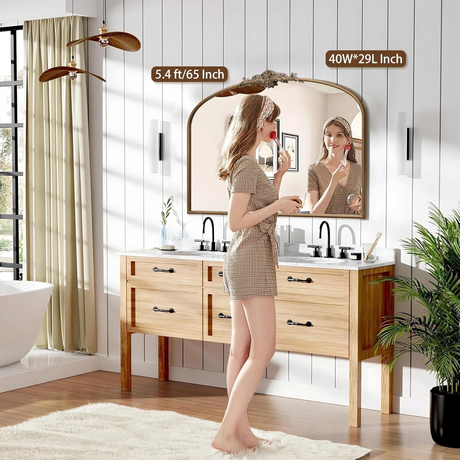 Besdomus Vintage Arched Gold Mirror: 40