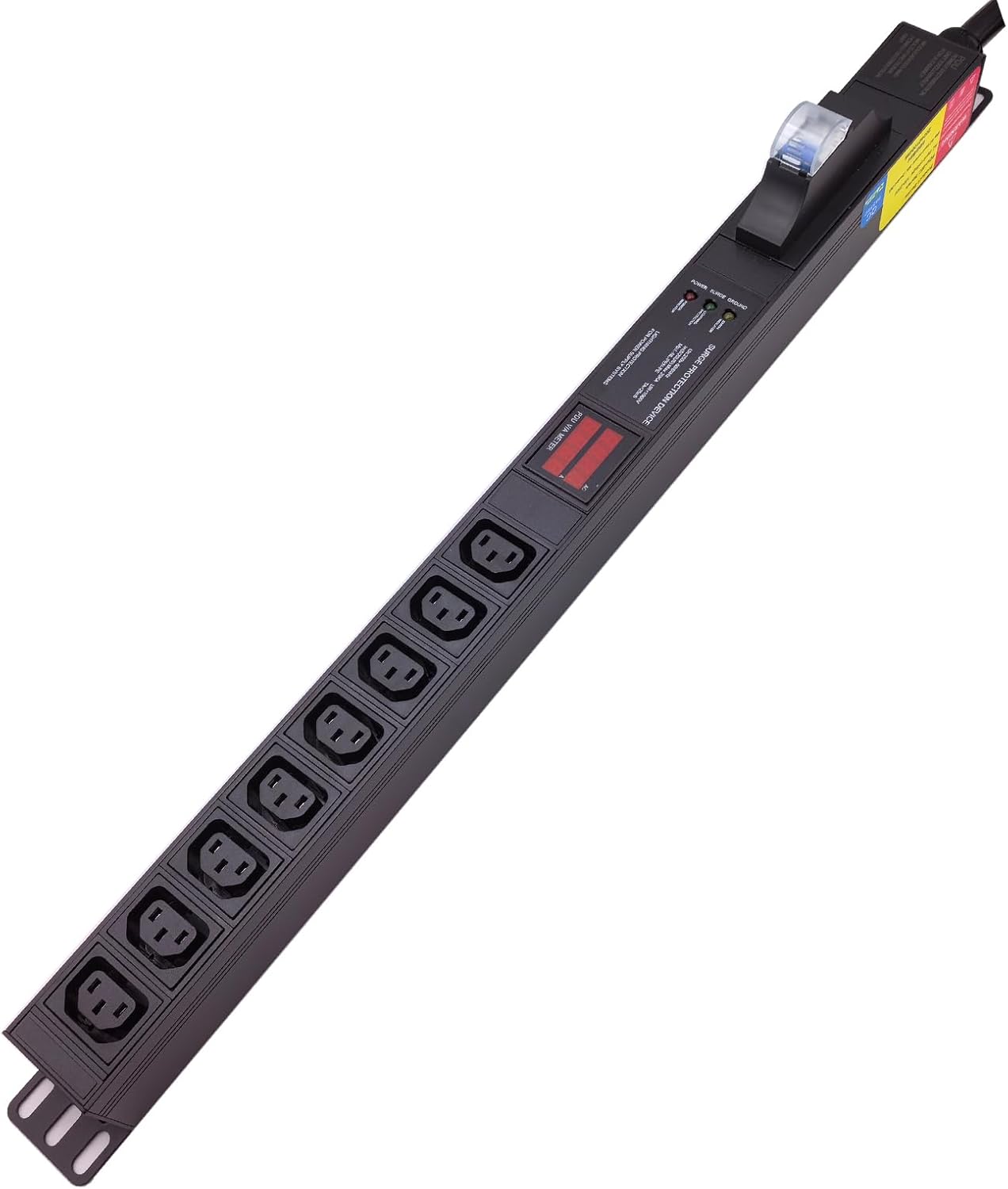 30 amp Metered PDU Install Protected by an air Switch, 8 Outlets (C13) Aluminum Alloy Shell, 120-240V, L6-30P Adapter, 7.2kW, 6 ft. Cord,Anti Electric Shock Module and Voltage Current Display Meter.