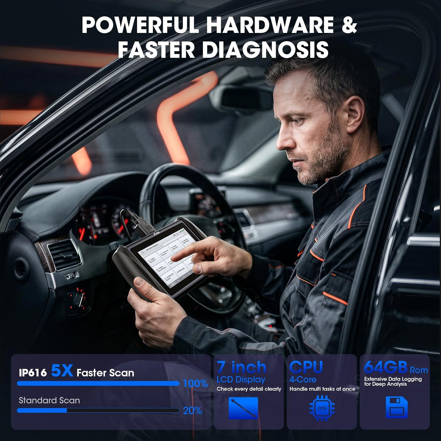 XTOOL IP616 V2.0 Bidirectional Scan Tool with Lifetime Free Updates, AI-Assisted Full System OBD2 Scanner Diagnostic Tool with 34+ Reset Services, Active Test, CAN FD & DoIP, FCA AutoAuth, Android 10