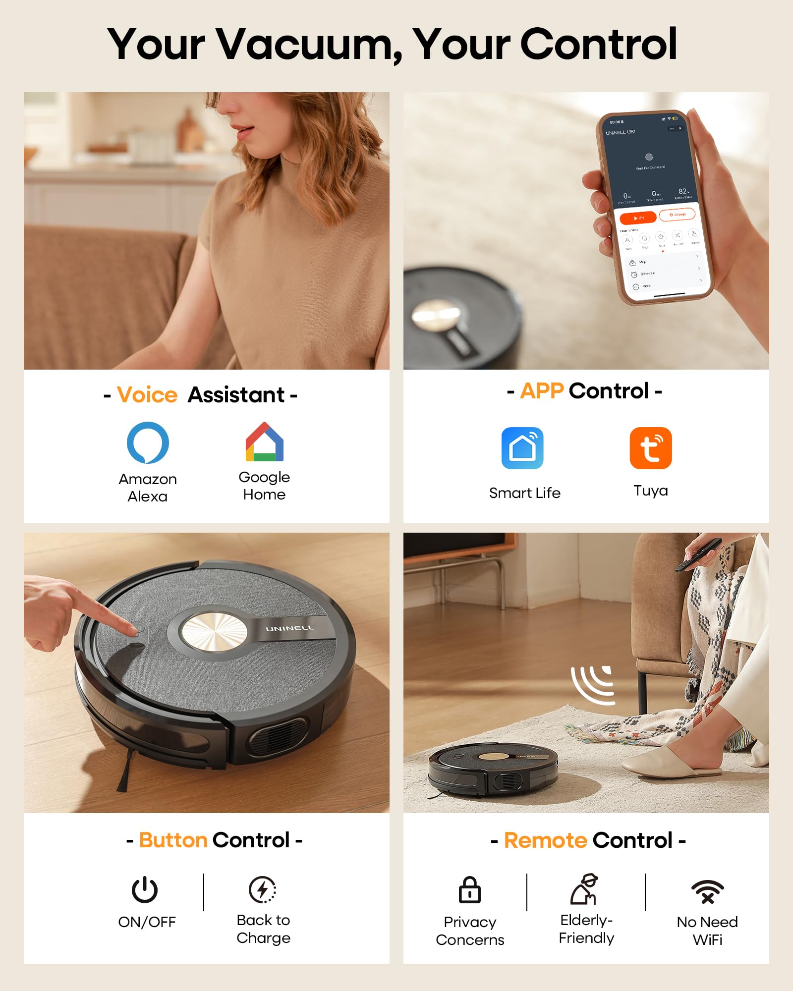 UNINELL Robot Vacuum and Mop Combo with 5000Pa Suction